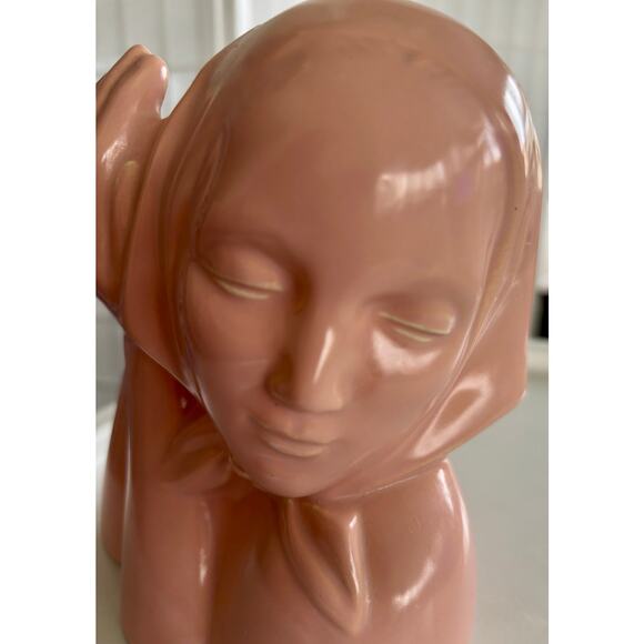 VTG Catalina Pottery C 801 Pink Demure Peasant Woman Vase Planter Made in USA - Picture 14 of 14